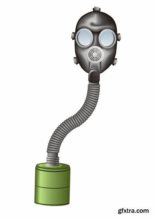 Collection of vector image gas mask on the face of the gas protection 25 EPS