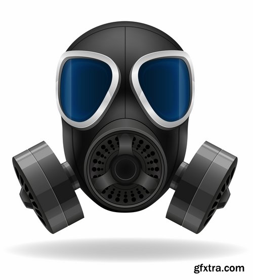 Collection of vector image gas mask on the face of the gas protection 25 EPS