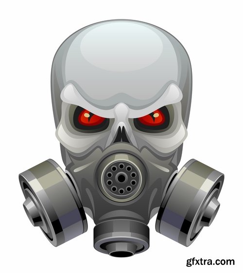 Collection of vector image gas mask on the face of the gas protection 25 EPS