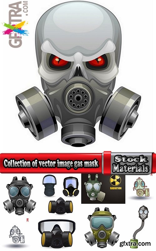 Collection of vector image gas mask on the face of the gas protection 25 EPS