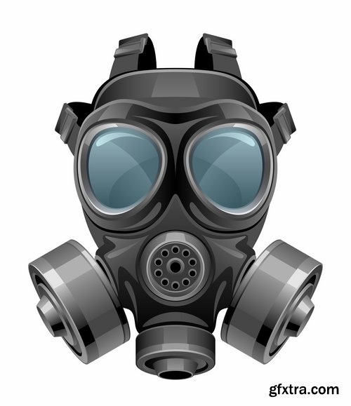 Collection of vector image gas mask on the face of the gas protection 25 EPS