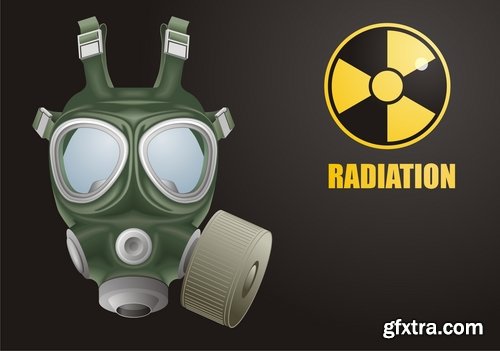 Collection of vector image gas mask on the face of the gas protection 25 EPS