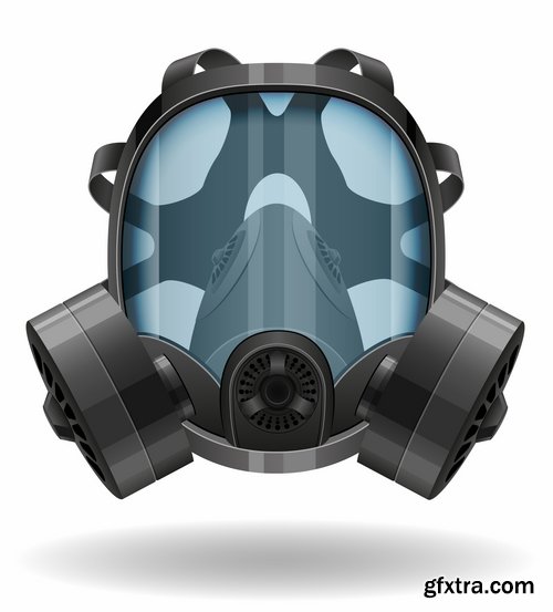 Collection of vector image gas mask on the face of the gas protection 25 EPS