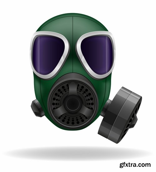 Collection of vector image gas mask on the face of the gas protection 25 EPS