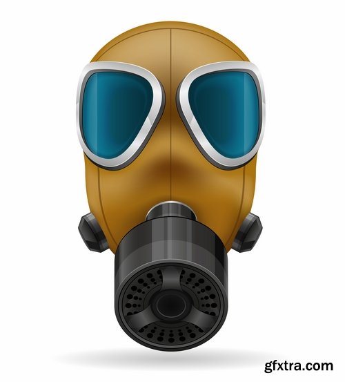 Collection of vector image gas mask on the face of the gas protection 25 EPS