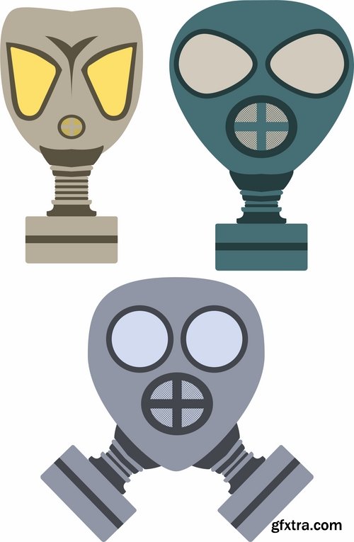 Collection of vector image gas mask on the face of the gas protection 25 EPS