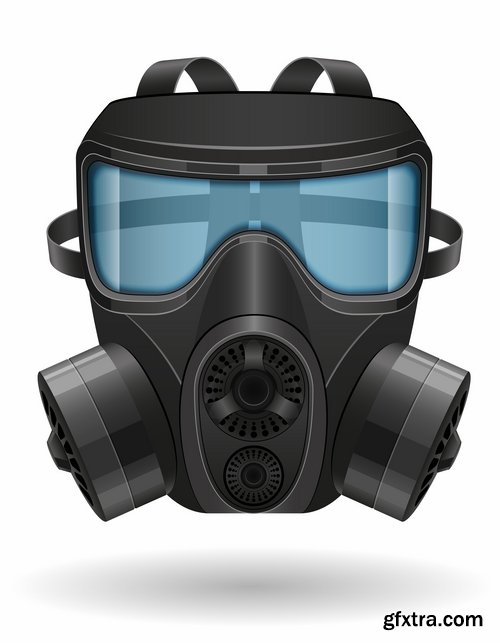 Collection of vector image gas mask on the face of the gas protection 25 EPS