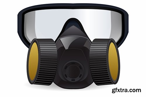 Collection of vector image gas mask on the face of the gas protection 25 EPS