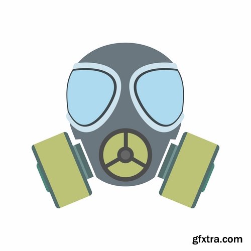 Collection of vector image gas mask on the face of the gas protection 25 EPS