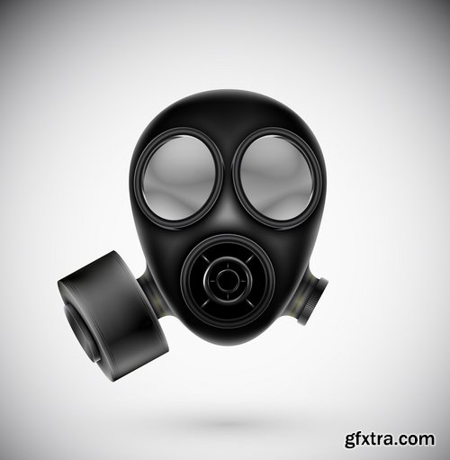 Collection of vector image gas mask on the face of the gas protection 25 EPS