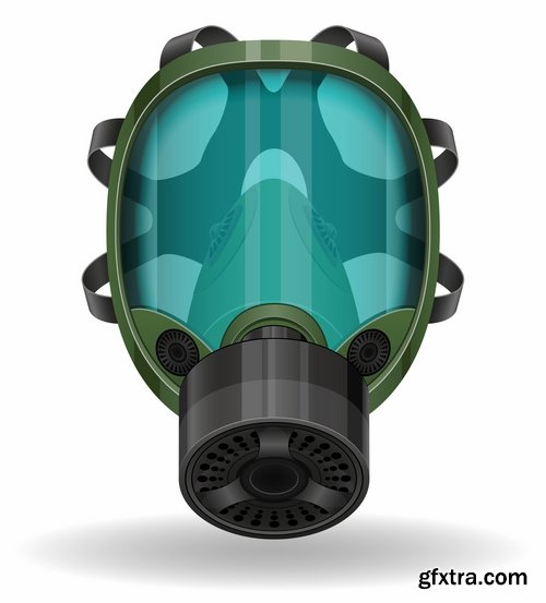 Collection of vector image gas mask on the face of the gas protection 25 EPS