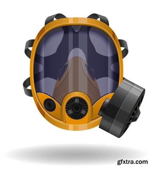 Collection of vector image gas mask on the face of the gas protection 25 EPS