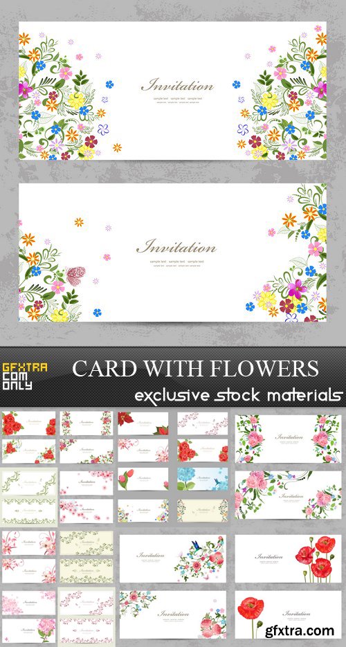 Card with Flowers - 13 EPS