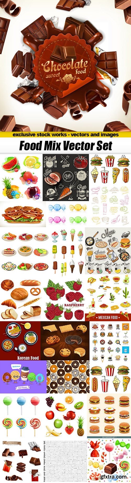 Food Mix Vector Set - 25xEPS