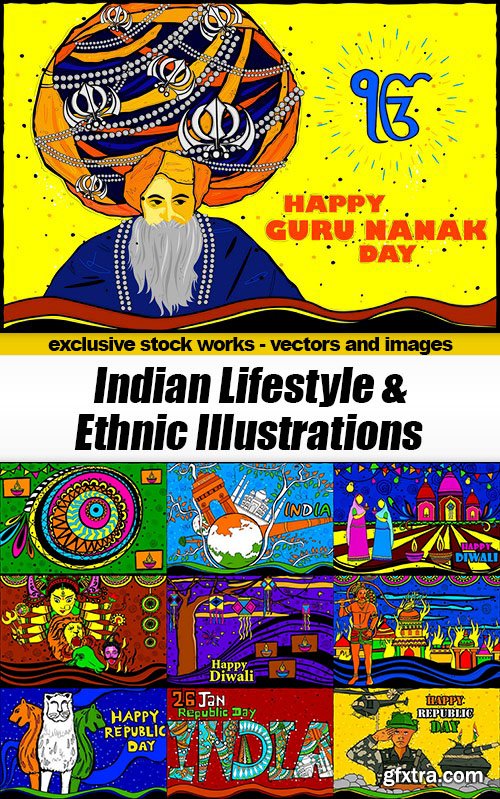 Indian Lifestyle &  Ethnic Illustrations - 25xEPS