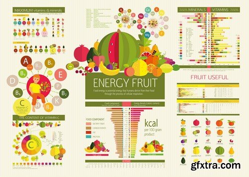 Food Calories Infographics - 15x EPS