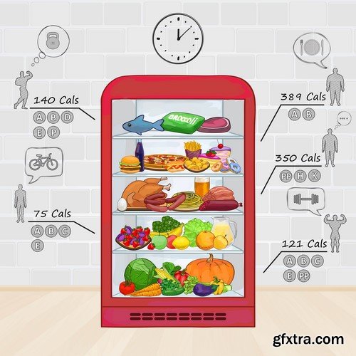 Food Calories Infographics - 15x EPS