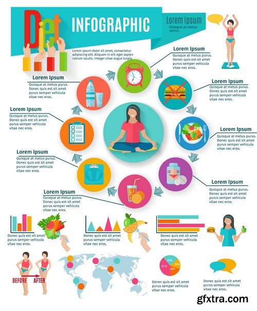 Food Calories Infographics - 15x EPS