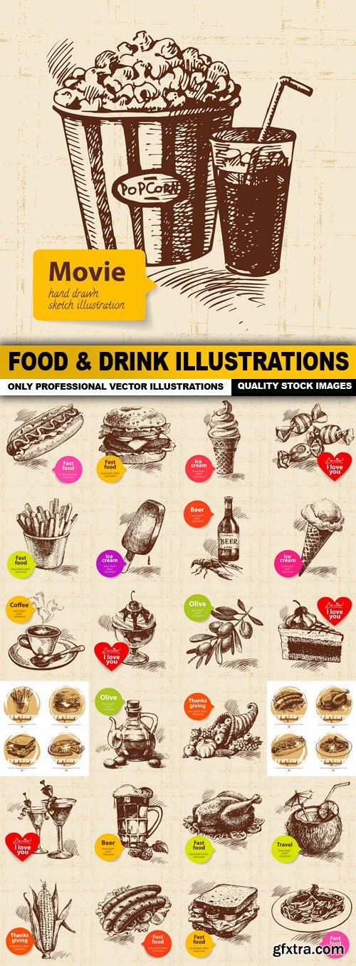 Food &amp; Drink Illustrations - 25 Vector