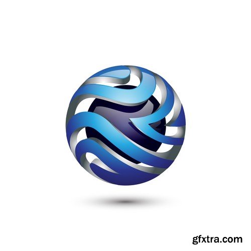 3D Vector Orb Logos - 35x EPS