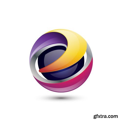 3D Vector Orb Logos - 35x EPS