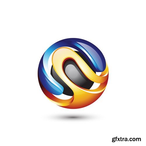 3D Vector Orb Logos - 35x EPS