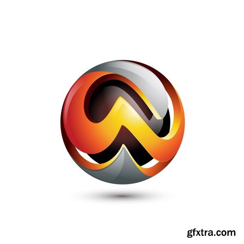 3D Vector Orb Logos - 35x EPS