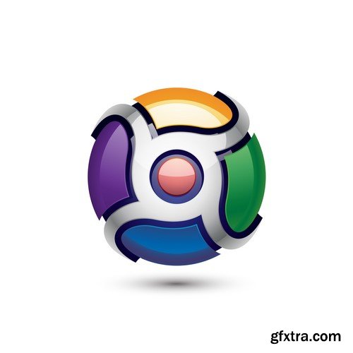 3D Vector Orb Logos - 35x EPS