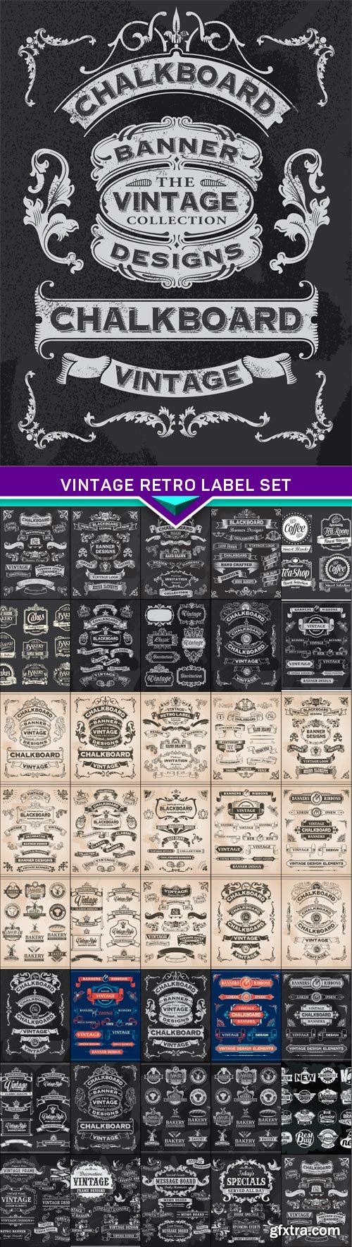 Vintage Retro Label Set - Editable Vector Design 40x EPS