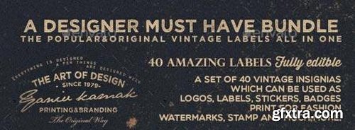 Graphicriver 40 Vintage Labels Insignias Logos Bundle 8908595