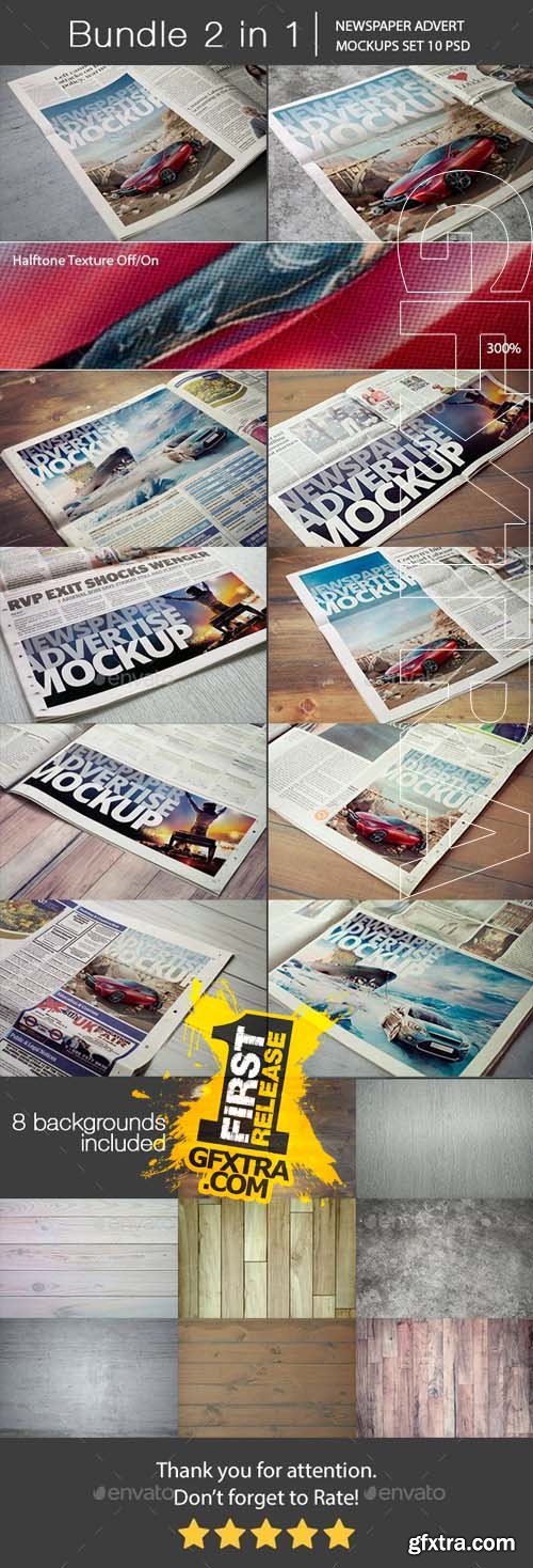 GR - Newspaper Advert Mockups Bundle 2 in 1 14949936