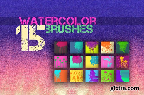 15 Watercolor Brushes for PS - CM 170073