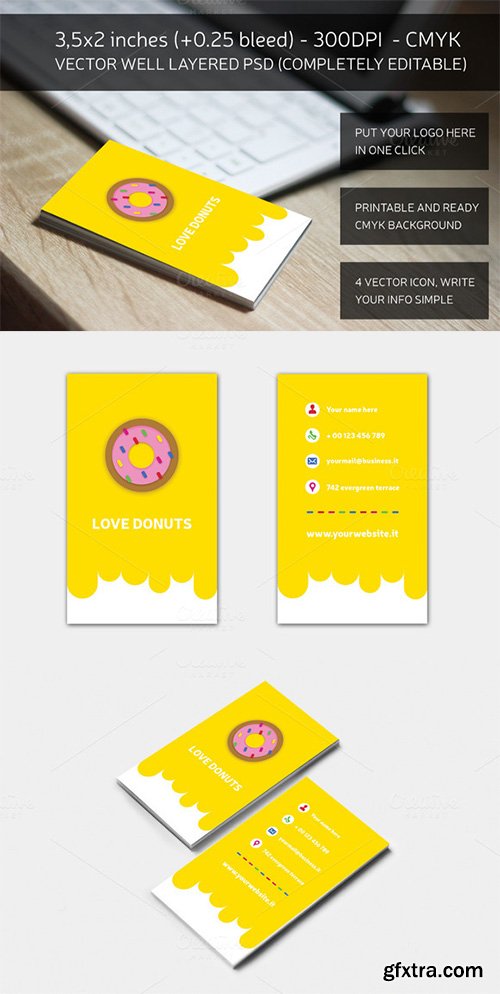 Love Donuts - Yellow Business Card - CM 161423