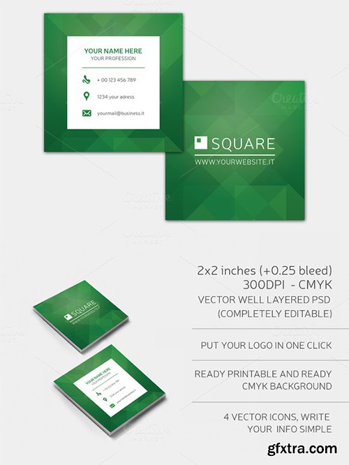 Square Green Business Card - CM 162305