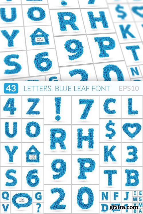 CM - Blue frozen leaves font 525053