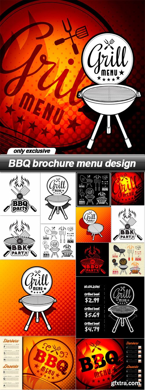 BBQ brochure menu design - 15 EPS