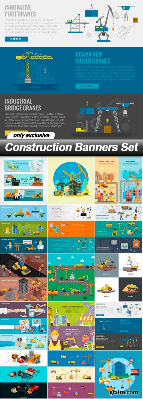 Construction Banners Set - 15 EPS