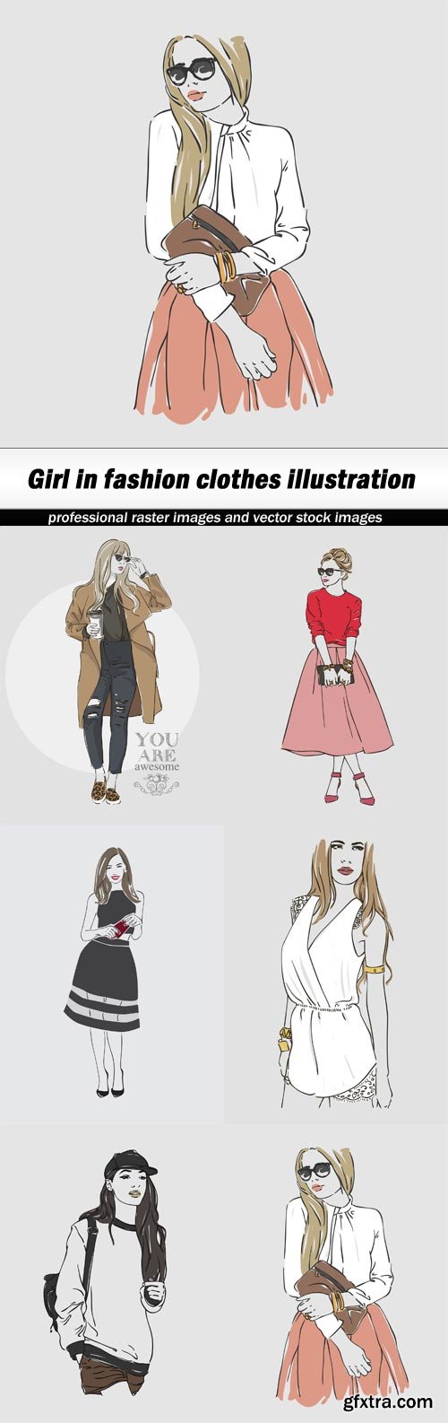 Girl in fashion clothes illustration