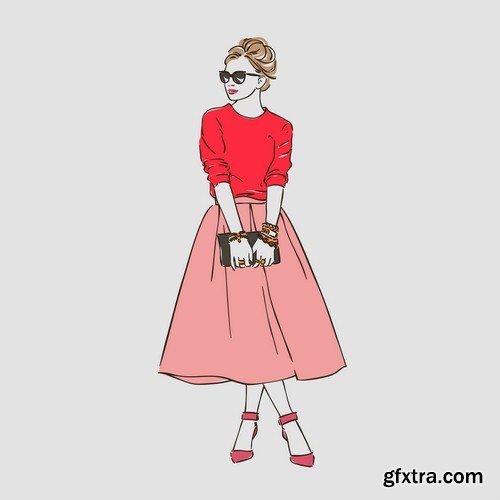 Girl in fashion clothes illustration