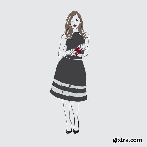 Girl in fashion clothes illustration