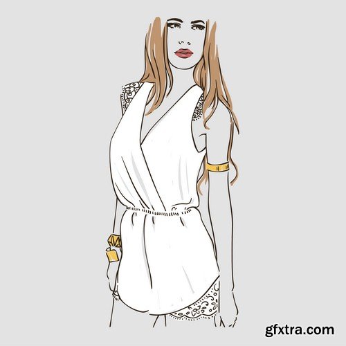 Girl in fashion clothes illustration