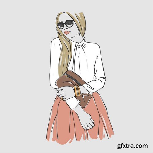 Girl in fashion clothes illustration