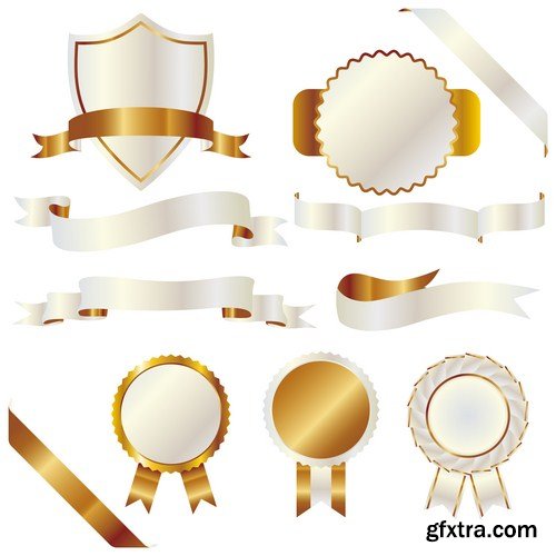 white with gold ribbons and emblems 10X EPS