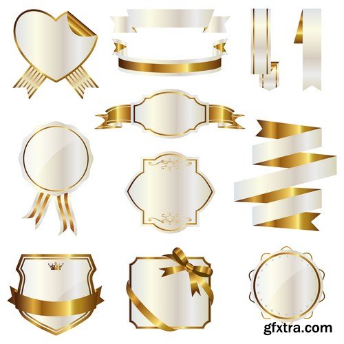 white with gold ribbons and emblems 10X EPS