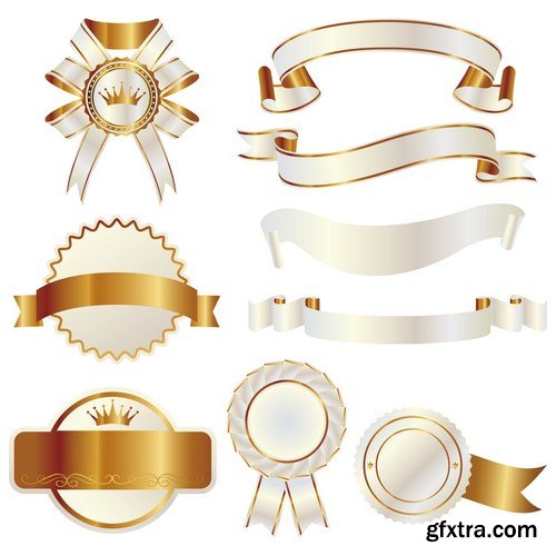 white with gold ribbons and emblems 10X EPS