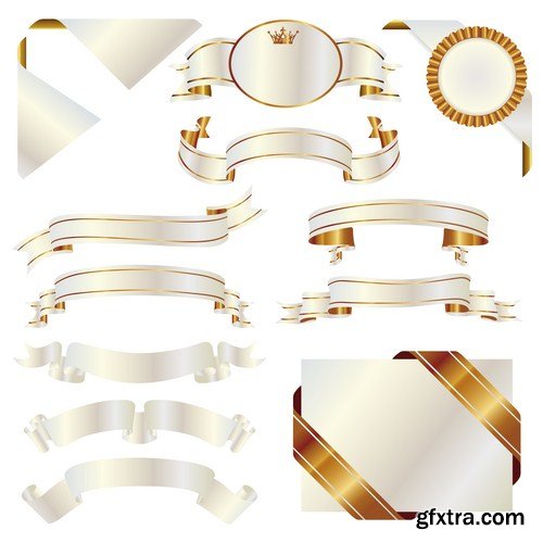 white with gold ribbons and emblems 10X EPS