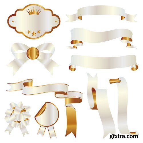 white with gold ribbons and emblems 10X EPS