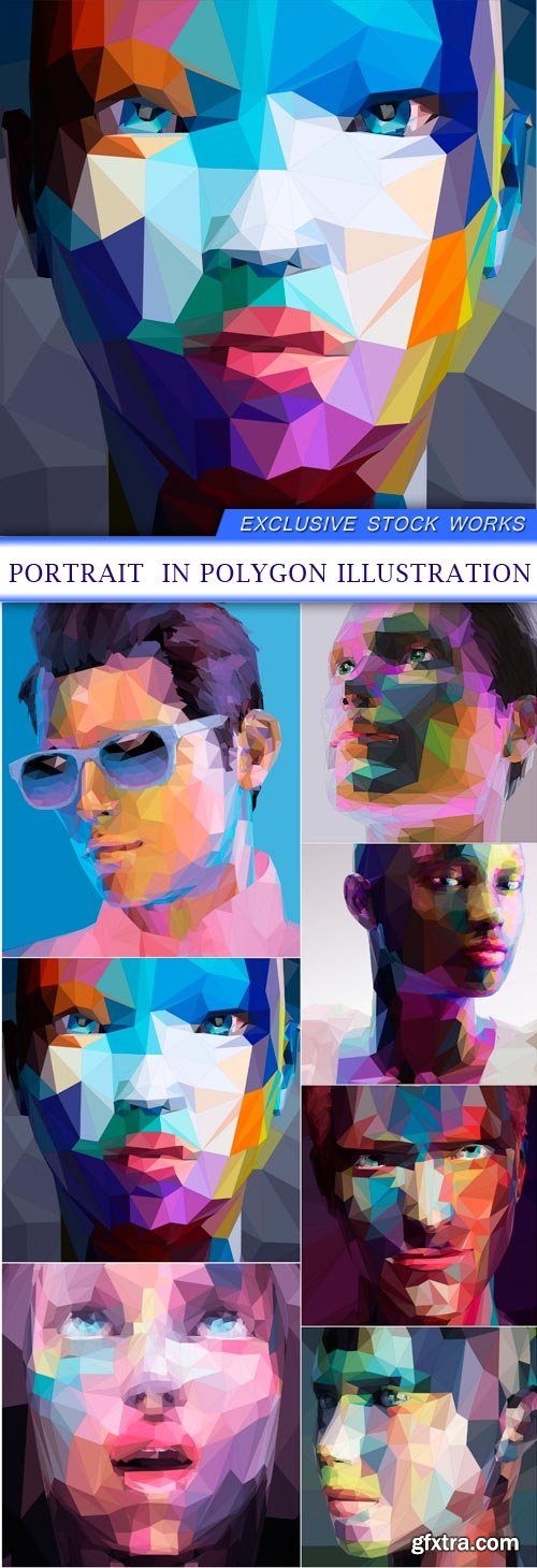 portrait in polygon illustration 7X EPS