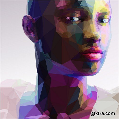 portrait in polygon illustration 7X EPS