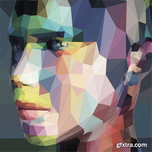 portrait in polygon illustration 7X EPS